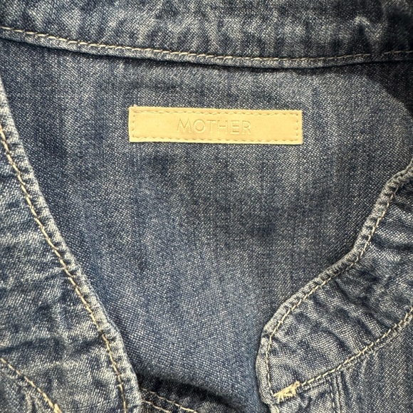 Mother The Gatherer Popover Mini Dress Chambray Denim Simple Things Wash S NWT - Picture 7 of 10
